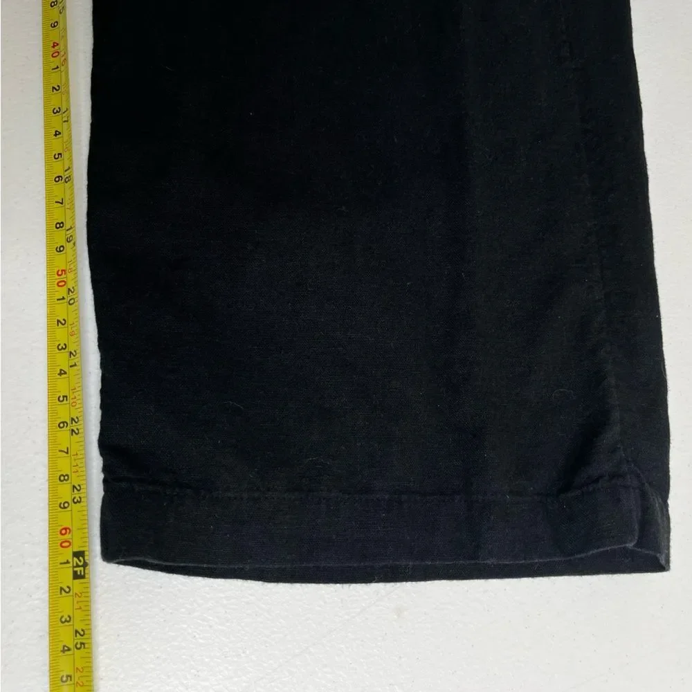 Old Navy Linen Rayon Black Jack Romper Overall Cropped Smocked Back Women Small - Picture 15 of 15